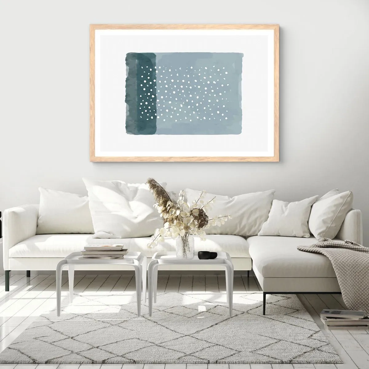 Poster in einem Rahmen aus heller Eiche - Auf Blau gewachsen - 40x30 cm