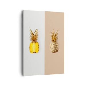 Bild auf Leinwand - Leinwandbild - Eine halbe frische, goldene Ananas auf kontrastierendem Hintergrund - 50x70cm - Ananas für uns - Moderne Wanddekoration für Wohnzimmer und Schlafzimmer ARTTOR