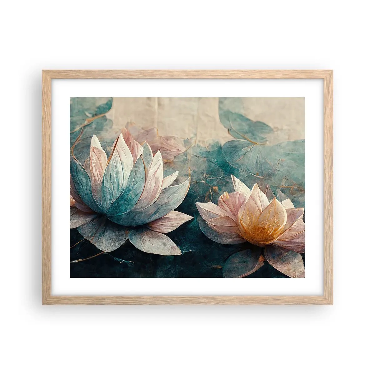 Poster in einem Rahmen aus heller Eiche - Seesterne - 50x40 cm