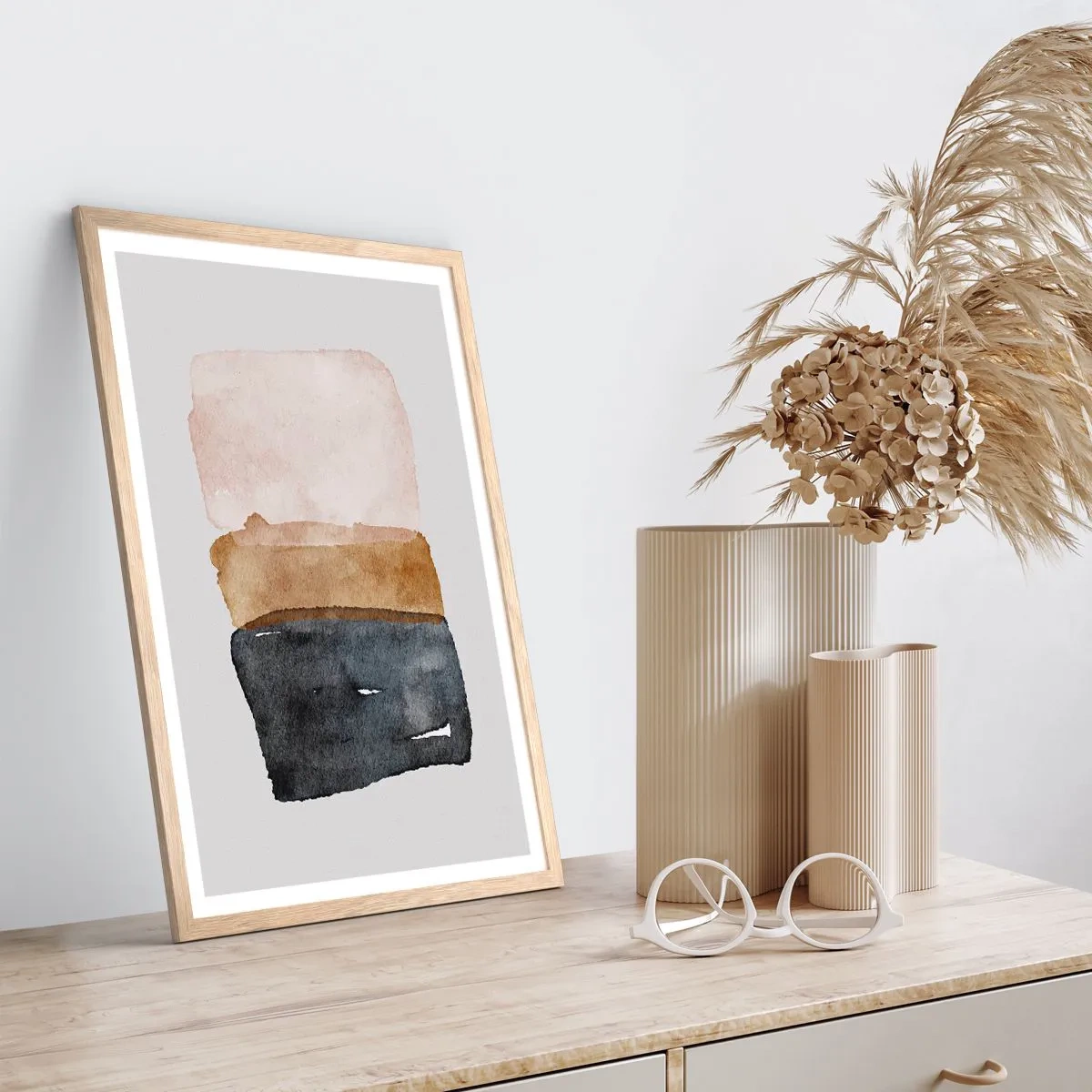 Poster in einem Rahmen aus heller Eiche - Die Komposition der Farben der Erde - 30x40 cm