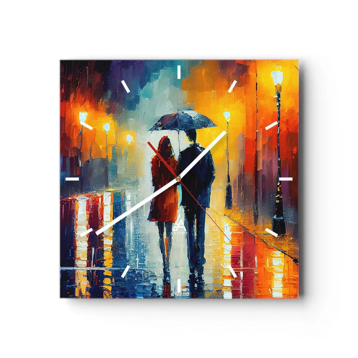Wanduhr - Glasuhr - Gemeinsam – eine bunte Nacht - 40x40 cm