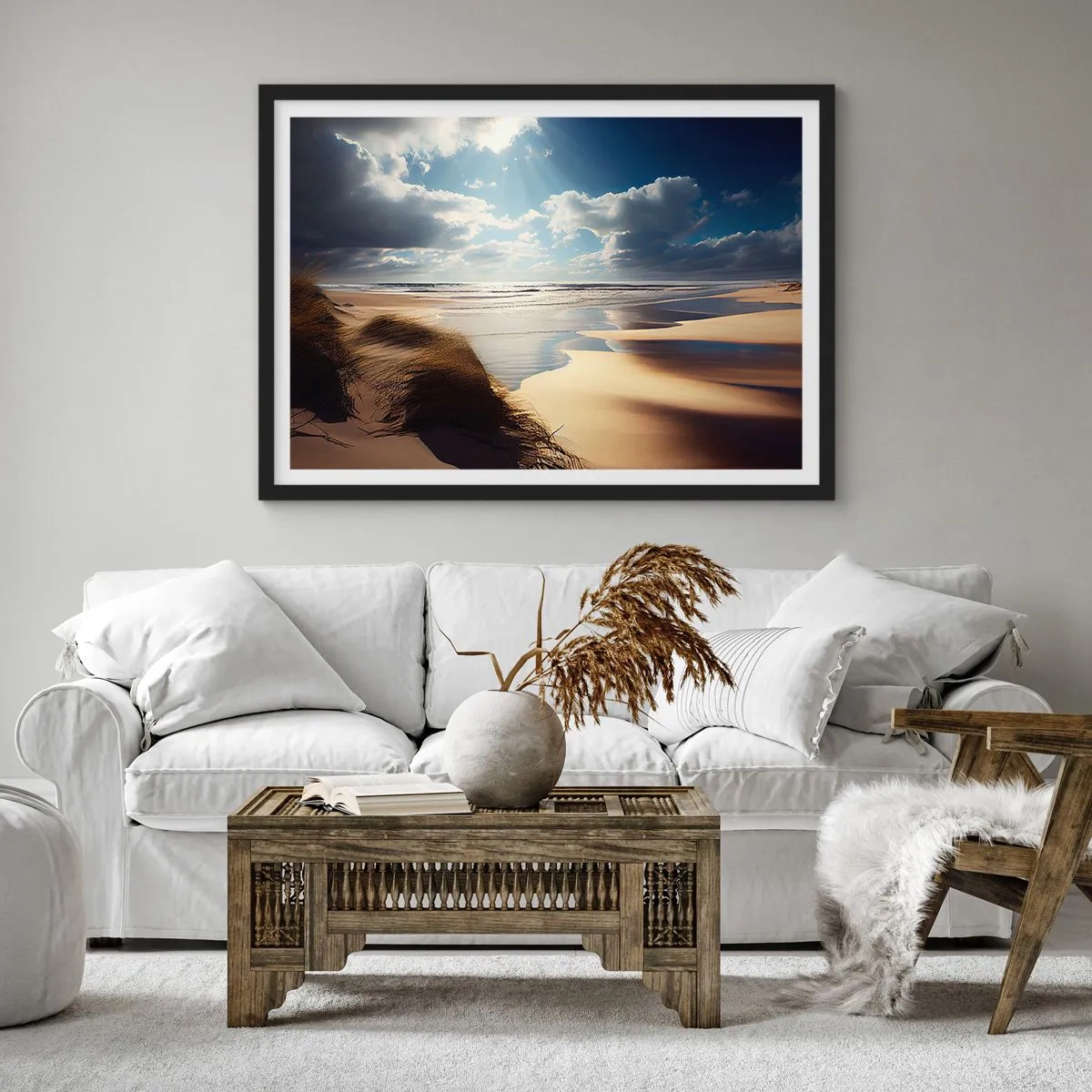 Poster in einem schwarzem Rahmen - Strand, wilder Strand - 50x40 cm