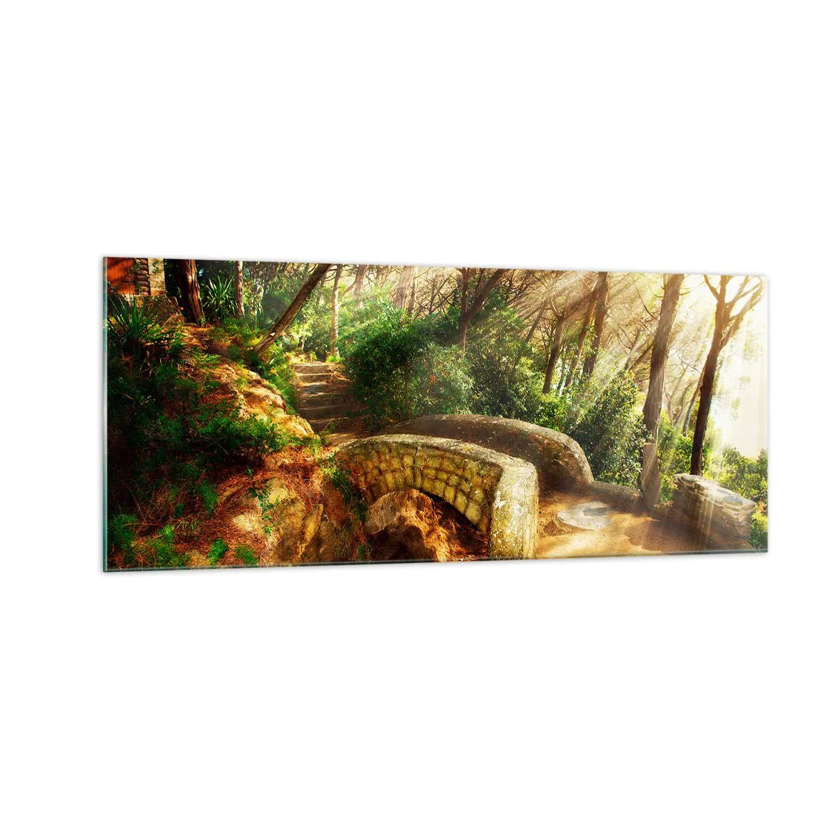 Glasbild - Bild auf glas - Direkt von der Brücke in den Märchenwald - 100x40 cm