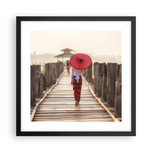 Poster in einem schwarzem Rahmen - Auf der alten Brücke - 40x40 cm