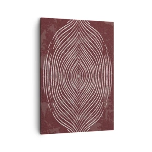 Bild auf Leinwand - Leinwandbild - Symmetrische Wellen in weißen Linien auf braunem Hintergrund - 50x70cm - Der Raum spricht - Moderne Wanddekoration für Wohnzimmer und Schlafzimmer ARTTOR