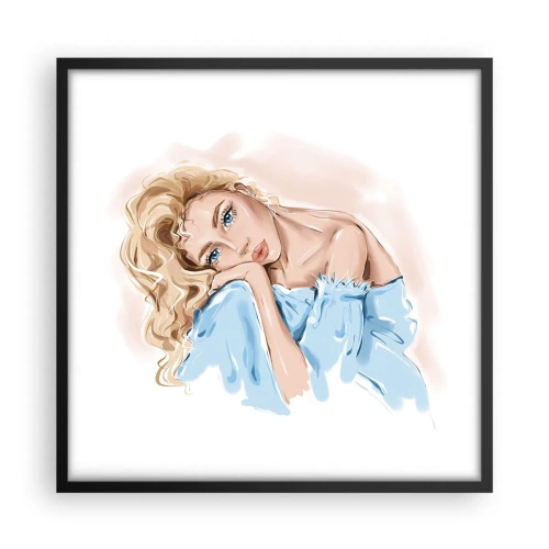 Poster in einem schwarzem Rahmen - Verträumt im Blau - 50x50 cm