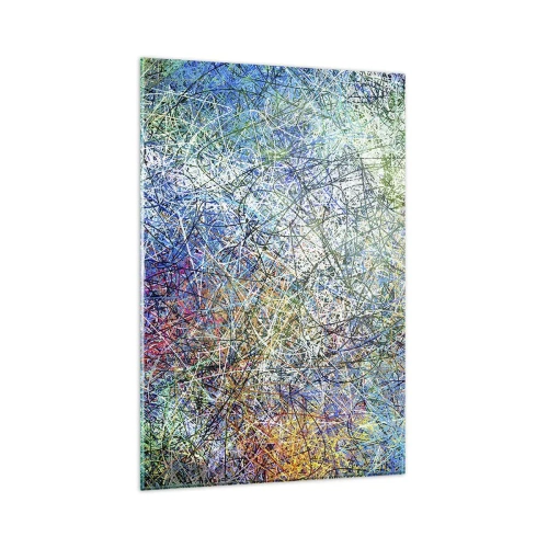 Glasbild - Bild auf glas - Abstrakte Komposition mit mehrfarbigen Linien und Texturen - 80x120cm - Es ist nicht so einfach - Moderne Wanddekoration für Wohnzimmer und Schlafzimmer ARTTOR