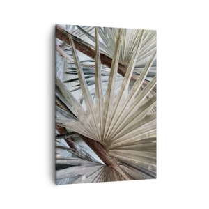 Bild auf Leinwand - Leinwandbild - Nahaufnahme von Palmblättern in natürlichen Grüntönen - 50x70cm - Fans in den Tropen - Moderne Wanddekoration für Wohnzimmer und Schlafzimmer ARTTOR