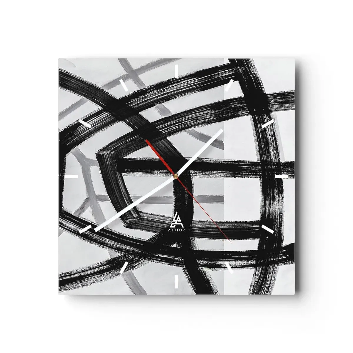 Wanduhr - Glasuhr - Bautiefe - 40x40 cm