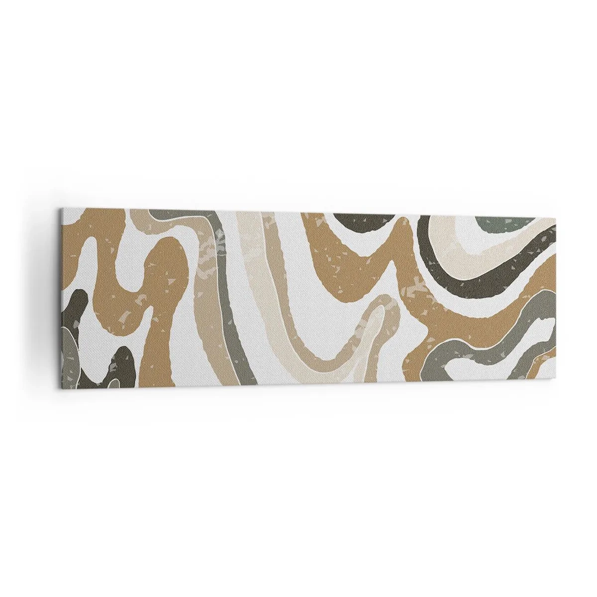 Bild auf Leinwand - Leinwandbild - Erdige Muster in Braun- und Grüntönen - 160x50cm - Mäander in Erdfarben - Moderne Wanddekoration für Wohnzimmer und Schlafzimmer ARTTOR