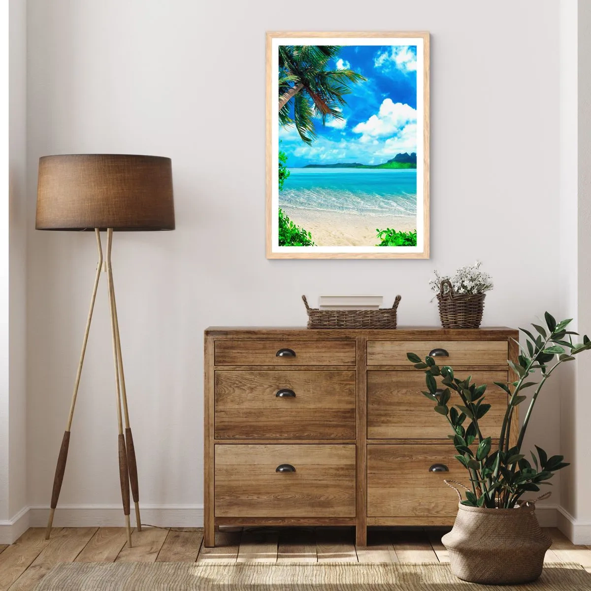 Poster in einem Rahmen aus heller Eiche - Das Azurblau der Tropen - 70x100 cm