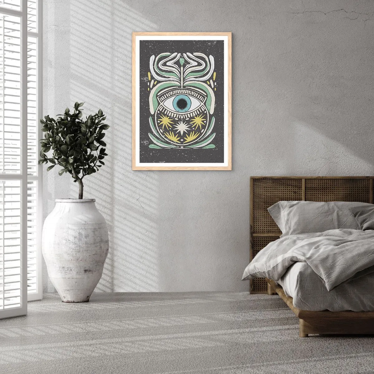 Poster in einem Rahmen aus heller Eiche - Stammesrituale - 61x91 cm