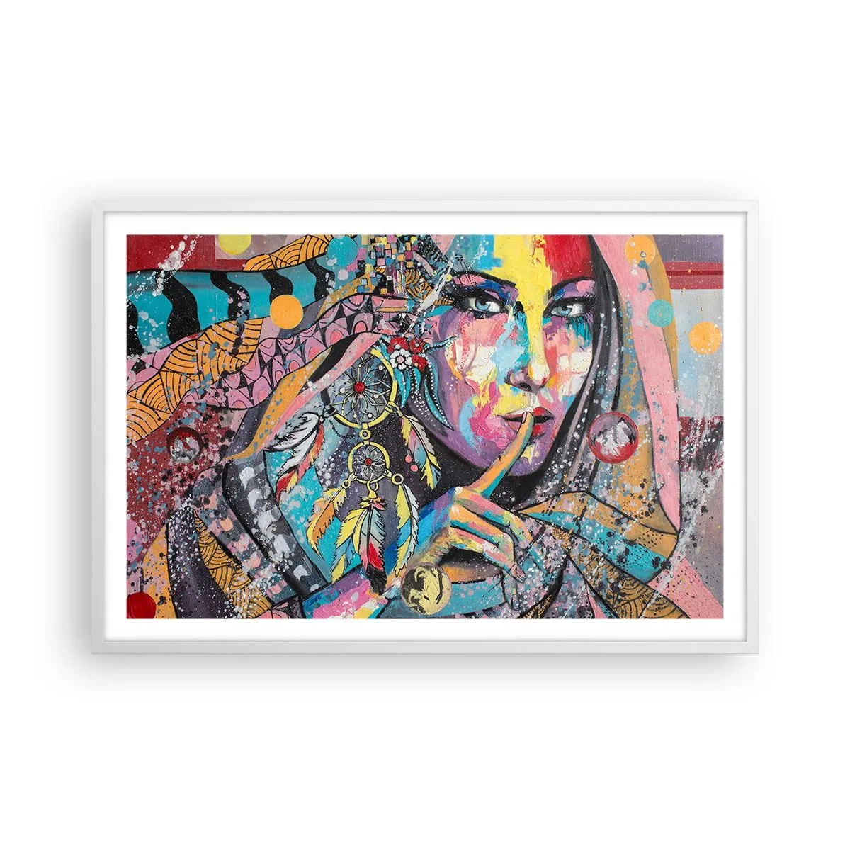 Poster in einem weißen Rahmen - Sei still, bis du verstehst - 91x61 cm