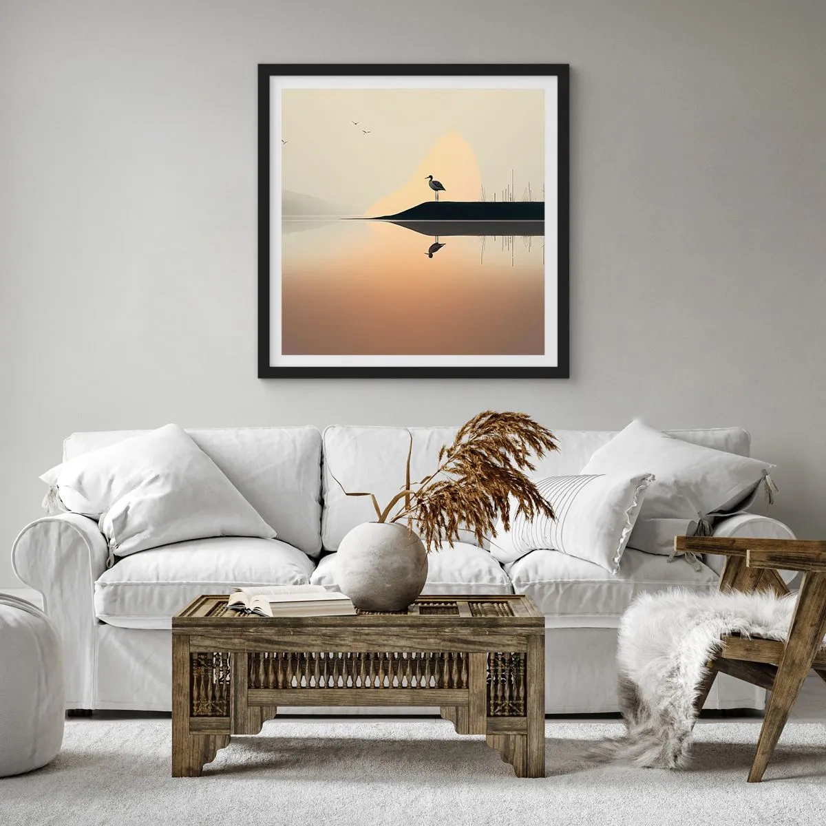 Poster in einem schwarzem Rahmen - Herr am See - 30x30 cm