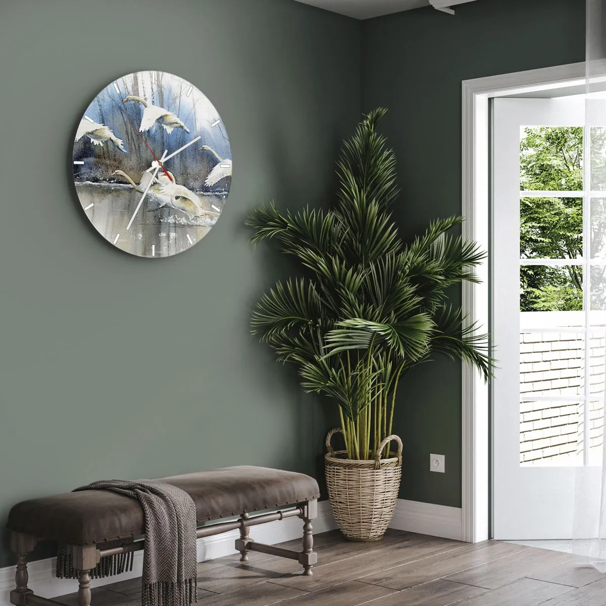 Wanduhr - Glasuhr - Wie im Märchen von den wilden Schwänen - 30x30 cm