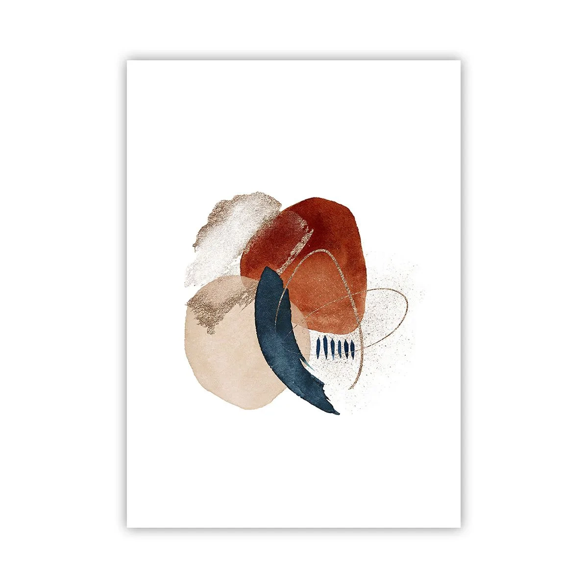 Poster - Abstrakte ovale Komposition in warmen Farben - 50x70cm - Ovale Komposition - Moderne Wanddekoration für Wohnzimmer und Schlafzimmer ARTTOR