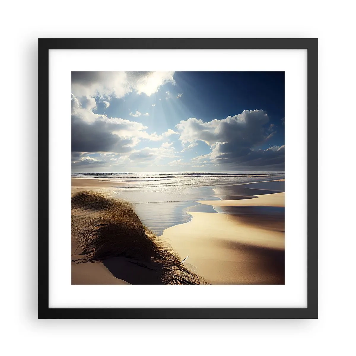 Poster in einem schwarzem Rahmen - Strand, wilder Strand - 40x40 cm