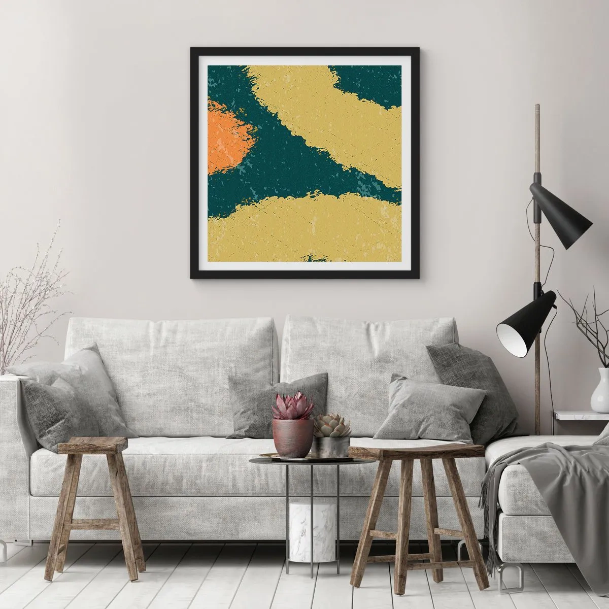 Poster in einem schwarzem Rahmen - Abstraktion – langsame Bewegung - 40x40 cm