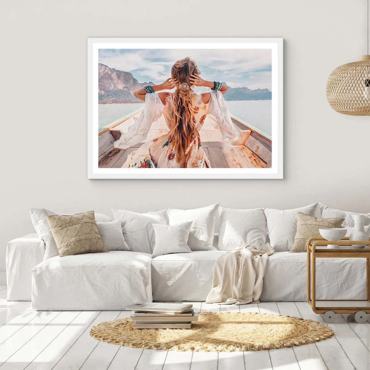 Poster in einem weißen Rahmen - Auf dem Weg zum Glück - 50x40 cm