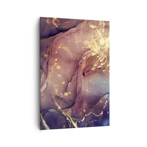 Bild auf Leinwand - Leinwandbild - Abstrakte Komposition mit Gold- und Lilatönen - 70x100cm - Materie und Geist - Moderne Wanddekoration für Wohnzimmer und Schlafzimmer ARTTOR