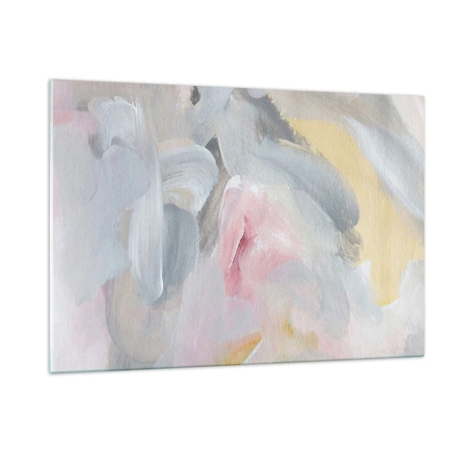 Glasbild - Bild auf glas - Abstrakte Komposition in Pastellfarben - 120x80cm - In einer Pastellwelt - Moderne Wanddekoration für Wohnzimmer und Schlafzimmer ARTTOR