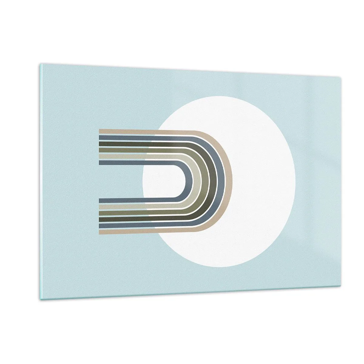 Glasbild - Bild auf glas - Eine abstrakte Komposition mit Bögen in zarten Blau- und Grüntönen. - 120x80cm - Unwiderstehliche Anziehungskraft - Moderne Wanddekoration für Wohnzimmer und Schlafzimmer ARTTOR