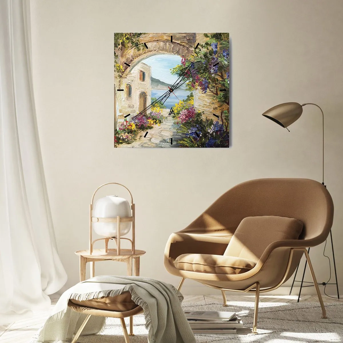 Wanduhr - Glasuhr - Charme einer Küstenprovinz - 40x40 cm