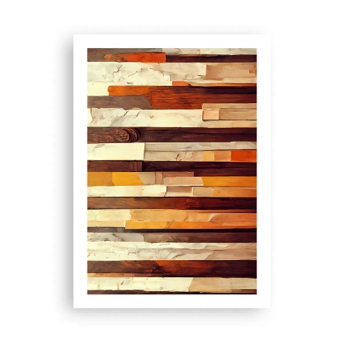 Poster - Eine abstrakte Komposition aus Holzpaneelen in warmen Farben. - 50x70cm - Hymne der Waldbäume - Moderne Wanddekoration für Wohnzimmer und Schlafzimmer ARTTOR