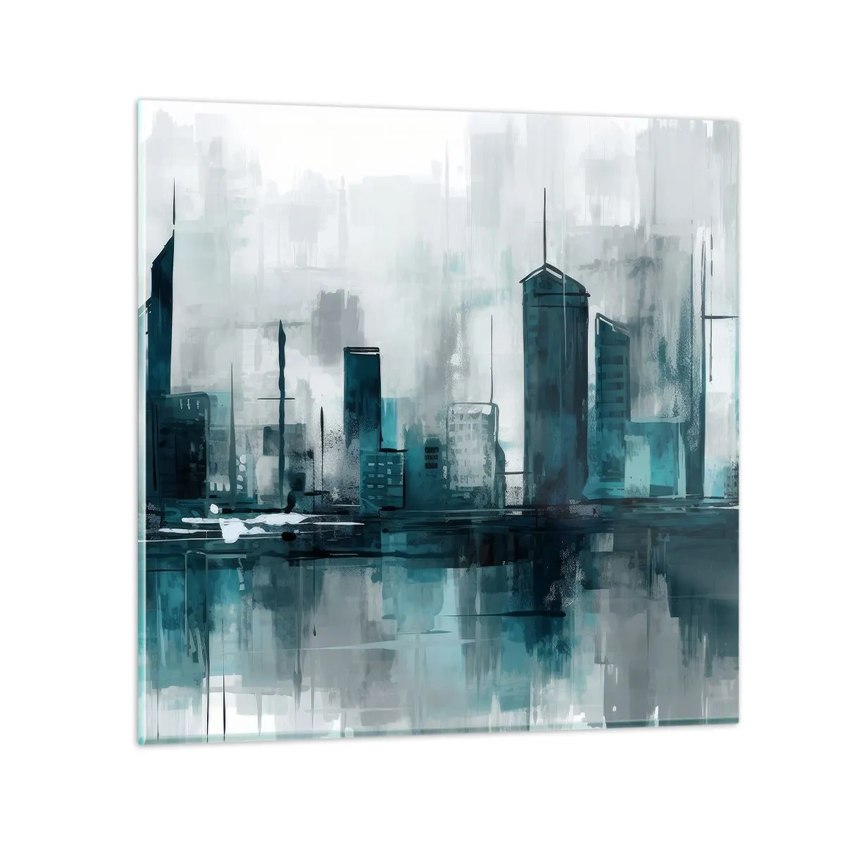 Glasbild - Bild auf glas - Eine Stadt in der Farbe des Regens - 60x60 cm