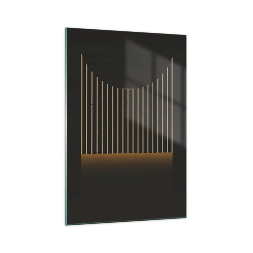 Glasbild - Bild auf glas - Geometrisches Muster mit Streifen auf dunklem Hintergrund - 70x100cm - Die Dunkelheit erkunden - Moderne Wanddekoration für Wohnzimmer und Schlafzimmer ARTTOR
