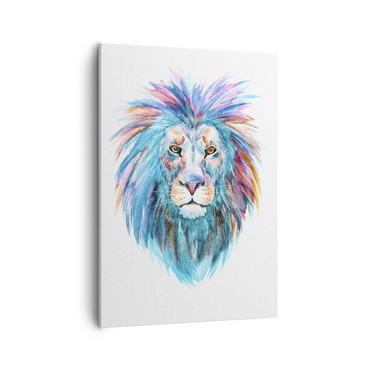 Bild auf Leinwand - Leinwandbild - Aquarellporträt eines Löwen in lebendigen Farben - 50x70cm - Eine elektrisierende Aura - Moderne Wanddekoration für Wohnzimmer und Schlafzimmer ARTTOR