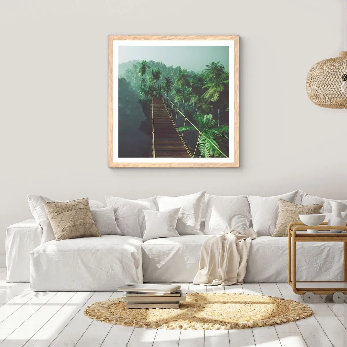 Poster in einem Rahmen aus heller Eiche - Über der Brandung des Grüns - 30x30 cm