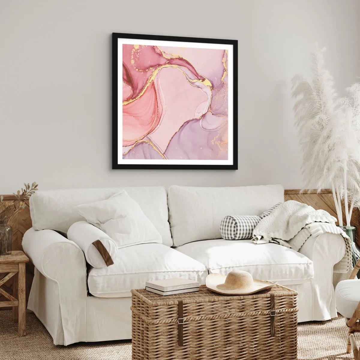 Poster in einem schwarzem Rahmen - Eine Liebkosung der Farben - 50x50 cm