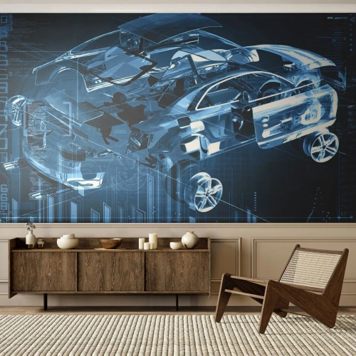 Maßgeschneiderte Fototapete Premium Sand - Technische Anatomie - Automobil, Auto, Konzept