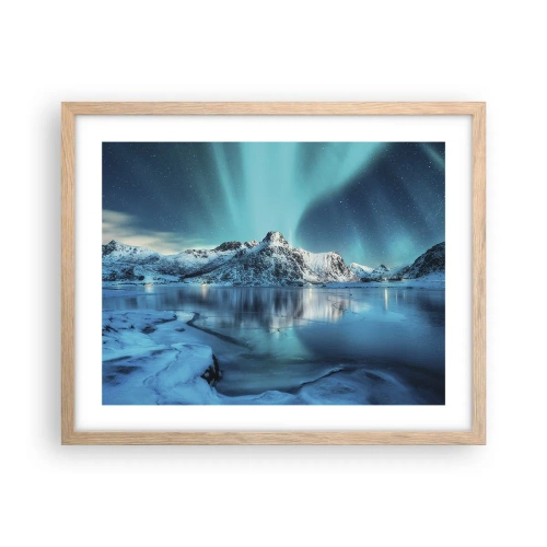 Poster in einem Rahmen aus heller Eiche - Lichtnacht - 50x40 cm