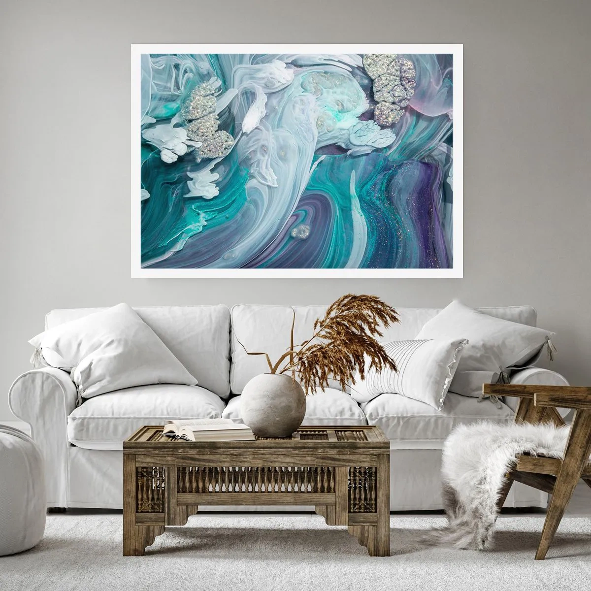 Poster - Strömungen von Himmelblau - 40x30 cm