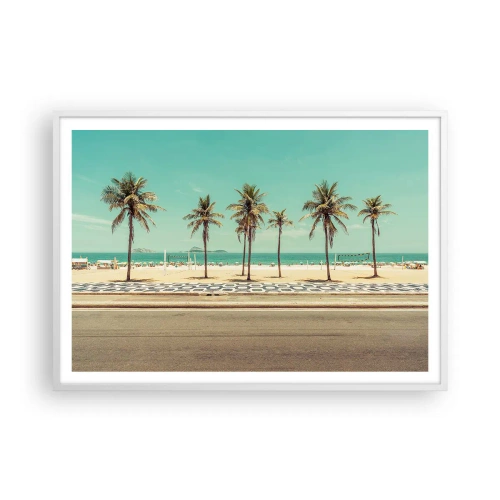 Poster in einem weißen Rahmen - Beim Bewachen des Strandes - 100x70 cm