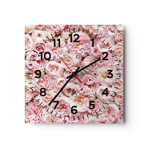 Wanduhr - Glasuhr - Auf Rosen gebettet - 40x40 cm