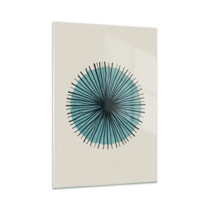 Glasbild - Bild auf glas - Geometrisches Muster in Türkis- und Schwarztönen - 50x70cm - Strahlend im Blau - Moderne Wanddekoration für Wohnzimmer und Schlafzimmer ARTTOR