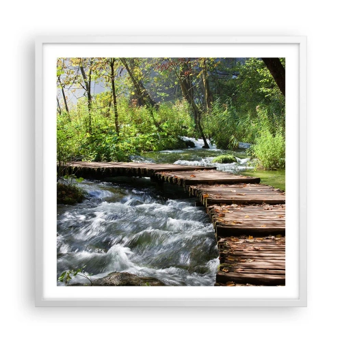 Poster in einem weißen Rahmen - Über der schaumigen Kaskade - 60x60 cm