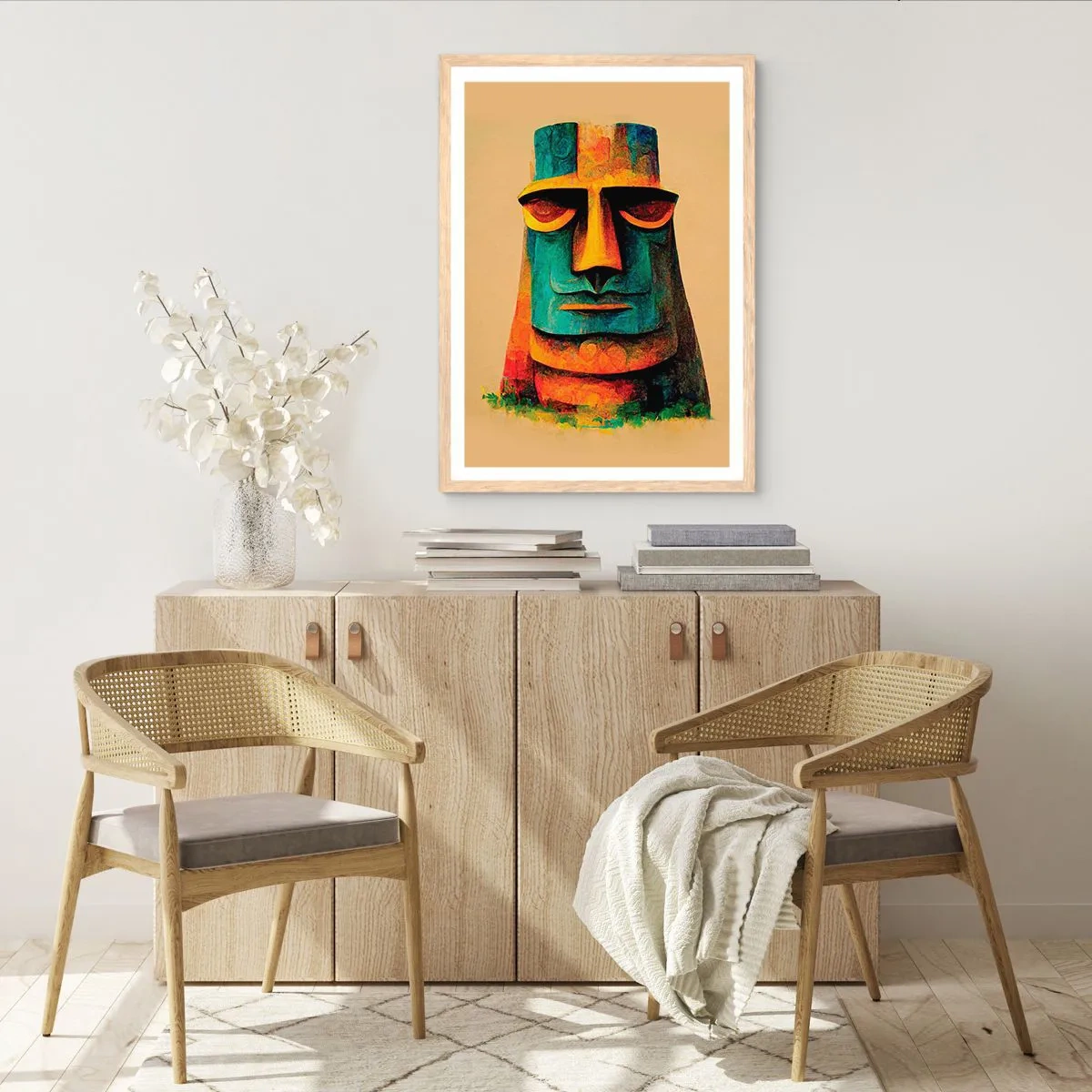 Poster in einem Rahmen aus heller Eiche - Statuenhaft und sympathisch - 70x100 cm