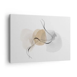 Bild auf Leinwand - Leinwandbild - Minimalistische Abstraktion in Beige- und Grautönen - 70x50cm - Luftperlen - Moderne Wanddekoration für Wohnzimmer und Schlafzimmer ARTTOR