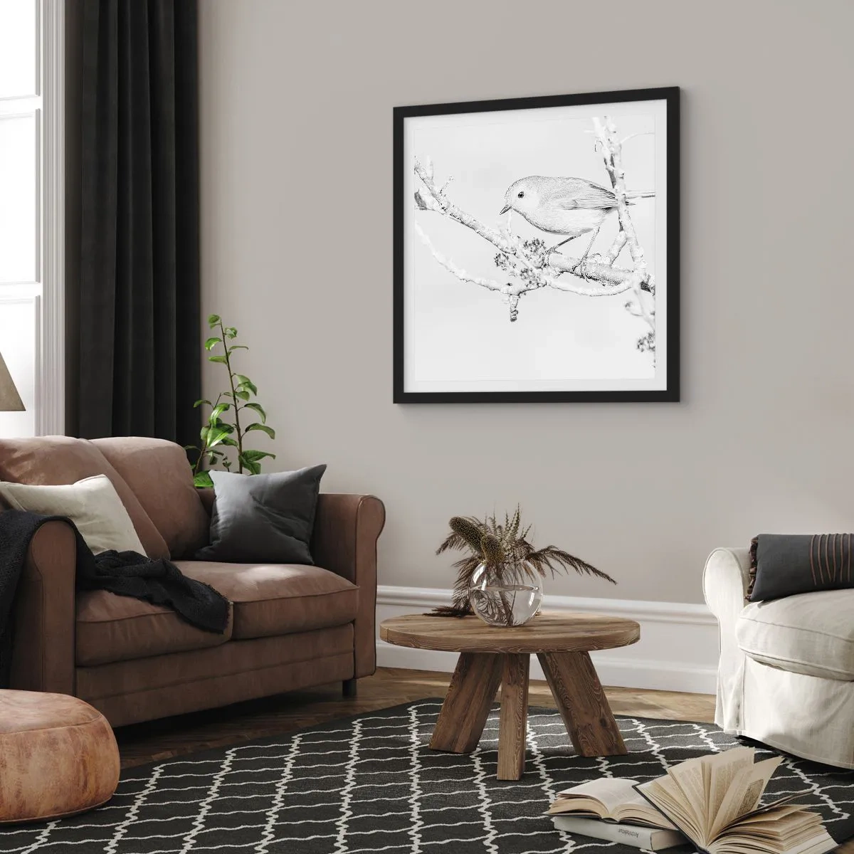 Poster in einem schwarzem Rahmen - Wintermorgen - 40x40 cm