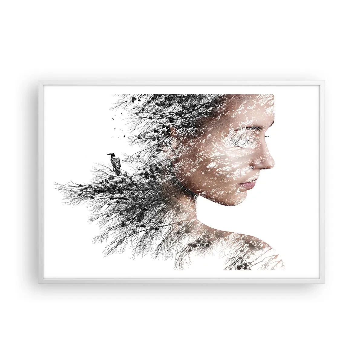 Poster in einem weißen Rahmen - Der Geist des Waldes - 100x70 cm