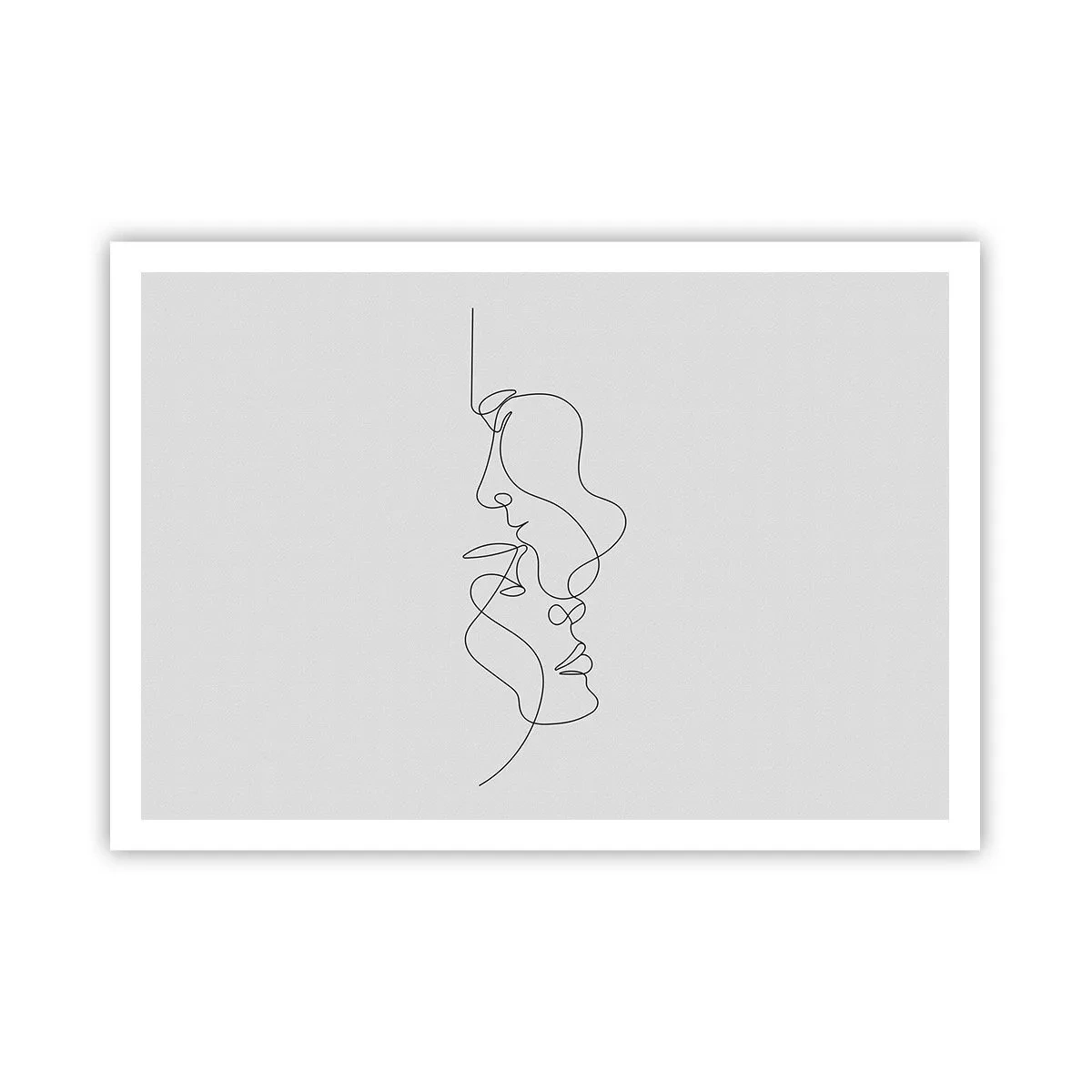 Poster - Eine minimalistische Zeichnung von zwei Gesichtern in einer Linie. - 100x70cm - Die Hitze bitterer Begierden - Moderne Wanddekoration für Wohnzimmer und Schlafzimmer ARTTOR