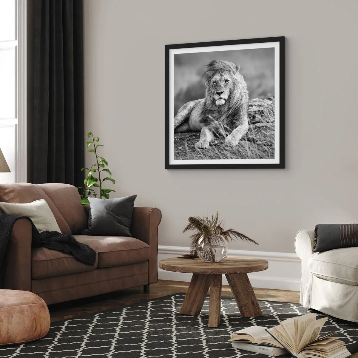 Poster in einem schwarzem Rahmen - Königliche Siesta - 50x50 cm