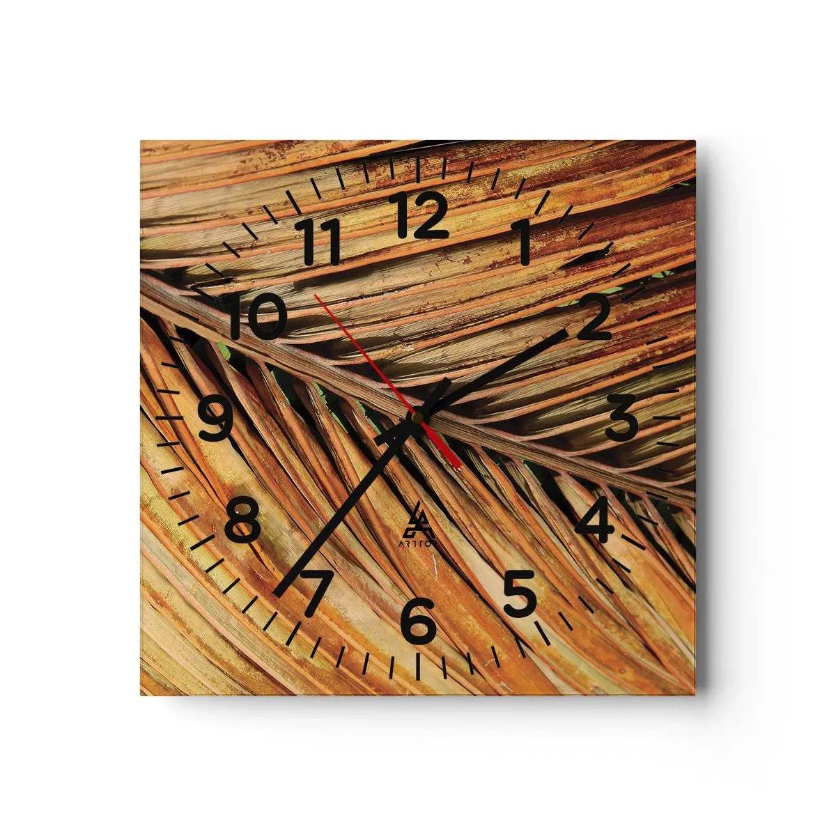 Wanduhr - Glasuhr - Kokosnuss-Gold - 40x40 cm