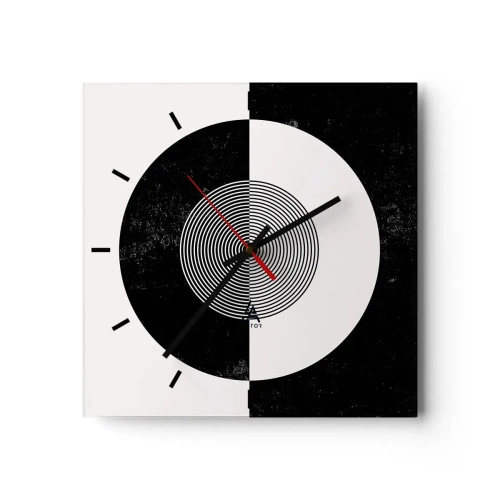 Wanduhr - Glasuhr - Harmonie in Schwarz und Weiß - 40x40 cm