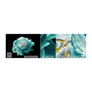 Fototapeten Muster Selbstklebend Deluxe Sticker - Blaue und goldene Blütenblätter - Blume, Blühen, Pfingstrose - 100x30 cm