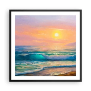 Poster in einem schwarzem Rahmen - Ein türkisfarbenes Lied der Wellen - 60x60 cm